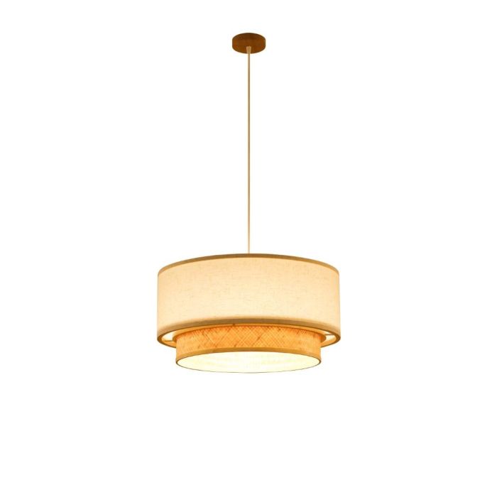 DKD Home Decor Lampara Techo Urban Natural Blanco Bambu Poliester 50 x 50 x 25 cm 2