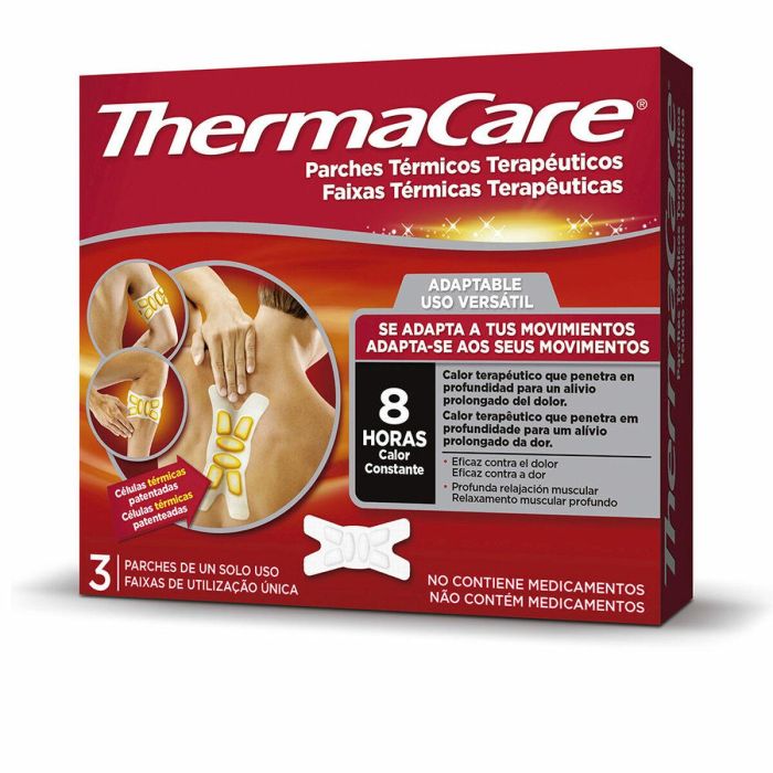 Thermacare Parche Térmico Terapéutico Adaptable, Alivio Prolongado Del Dolor Hasta 8 Horas, Sin Medicamentos, 3 Unidades