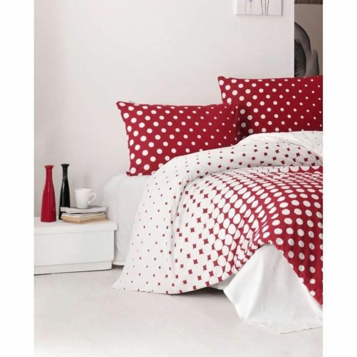 Juego de Cama 220x240 cm con 2 Fundas de Almohada 60x60 cm - 100% Algodón Reforzado - Rojo ASI8683743677832