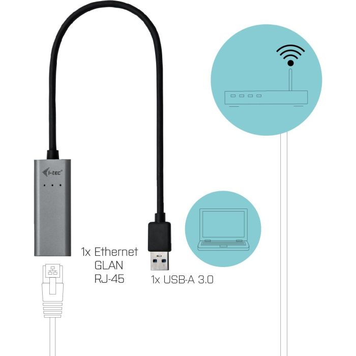Cable USB i-Tec U3METALGLAN Gris 3