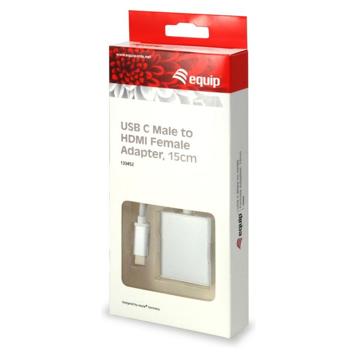 Equip Adaptador USB Tipo C Macho a HDMI Blanco 4K 60Hz 0.15m 3