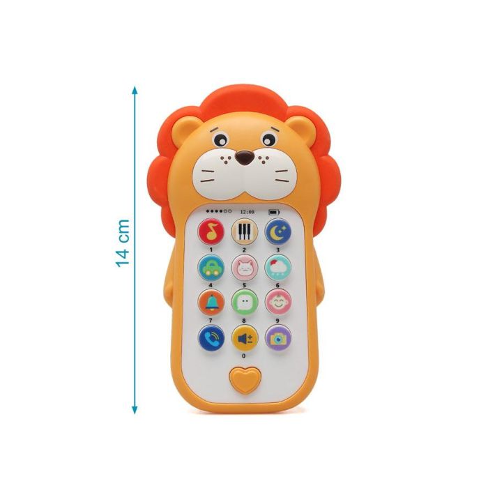 KioKids Teléfono Musical León para Bebés con Sonidos de Animales, Luces y Melodías, Estimula Vista y Oído, +6 Meses 2