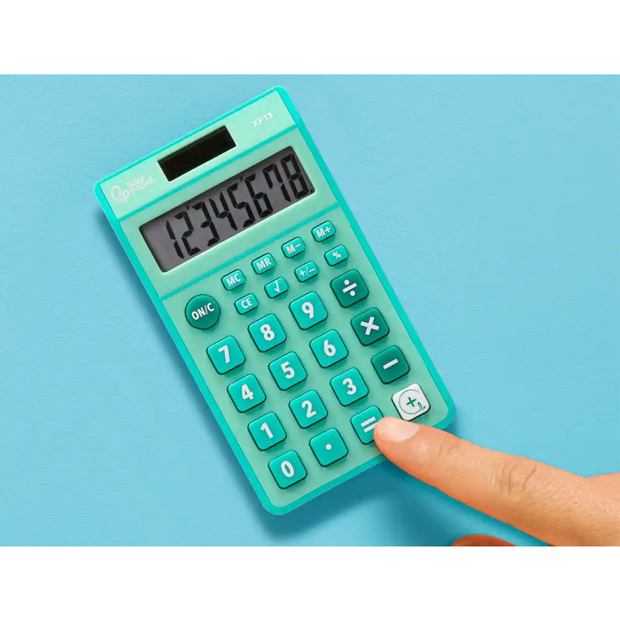 Liderpapel xf13 Calculadora de Bolsillo 8 Dígitos Solar y Pila 115x65x8 mm Color Verde 5