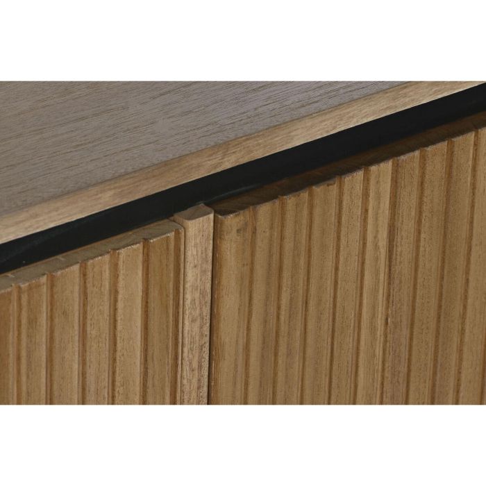 DKD Home Decor Buffet Balines 3 Puertas 1 Estantería Desmontable Mueble Madera Paulownia y Metal Natural Negro 170 cm Ancho x 40 cm Fondo x 80 cm Alto 6