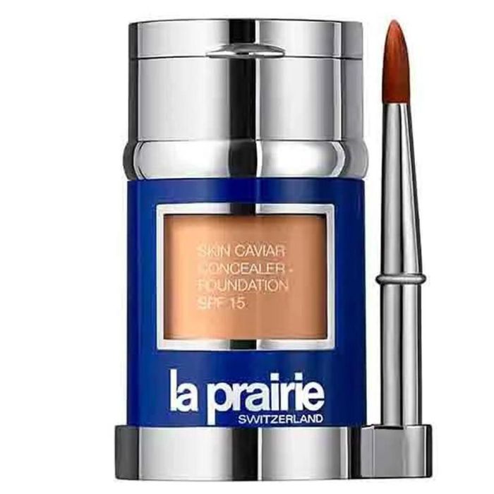 La Prairie SKIN CAVIAR Base de Maquillaje Fluida y Corrector SPF15 Tono Sunset Beige | Alta Cobertura, Hidratante, Unifica Tono, Disimula Imperfecciones 30ml