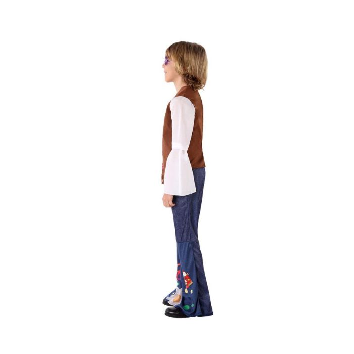 Disfraz Hippie Niño Infantil Años 60 - Conjunto Camiseta, Chaqueta y Pantalón Estampado Flores & Paz, Talla 5-6 Años 1 Disfraz Hippie Niño Infantil Años 60 - Conjunto Camiseta, Chaqueta y Pantalón Estampado Flores & Paz, Talla 5-6 Años 1