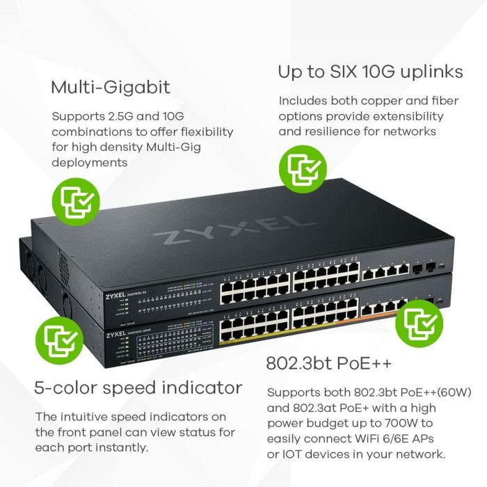 Zyxel XMG1930-30-ZZ0101F Switch Gestionado L3 24 Puertos 2.5G Ethernet (100/1000/2500) Negro 16 Zyxel XMG1930-30-ZZ0101F Switch Gestionado L3 24 Puertos 2.5G Ethernet (100/1000/2500) Negro 16
