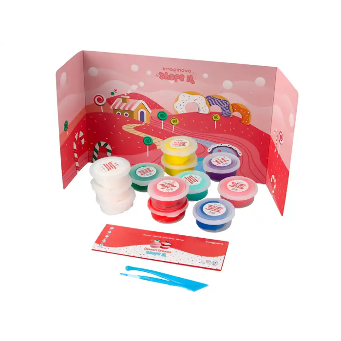 Imaginovo Pasta para Modelar Secado al Aire Set 12 Colores Shape It Dessert Dream con Herramientas e Instrucciones 6
