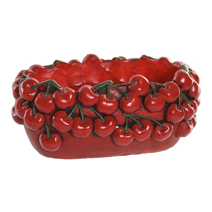 DKD Home Decor Centro de Mesa Decorativo Tradicional Rojo con Diseño de Cerezas en Cemento (6 Unidades) - Medidas 16x13x25 cm