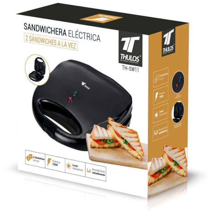 Sandwichera Thulos Th - Sw11 Negro 750 W 2 2 Sandwichera Thulos Th - Sw11 Negro 750 W 2 2