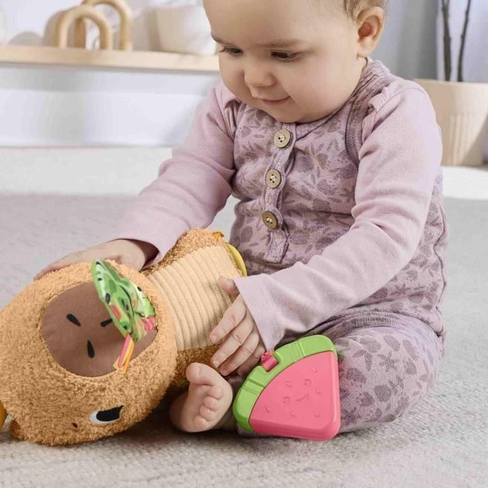Fisher-Price Hyr54 Peluche Capibara Sensorial para Bebés, Juguete Adorable con Mordedor sin BPA, Sonajero, Chirriador, Ideal para el Desarrollo 1