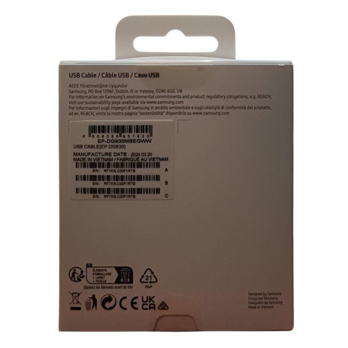 Samsung EP-DG930MBEGWW Cable USB A a USB C 150 cm Negro Pack 2 Unidades 3