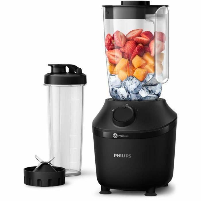 Philips HR2041/41 Licuadora Daily de Vaso 450W Negra, 1.9L, Tecnología ProBlend 4, Función Pulso, Accesorio Botella Philips HR2041/41 Licuadora Daily de Vaso 450W Negra, 1.9L, Tecnología ProBlend 4, Función Pulso, Accesorio Botella