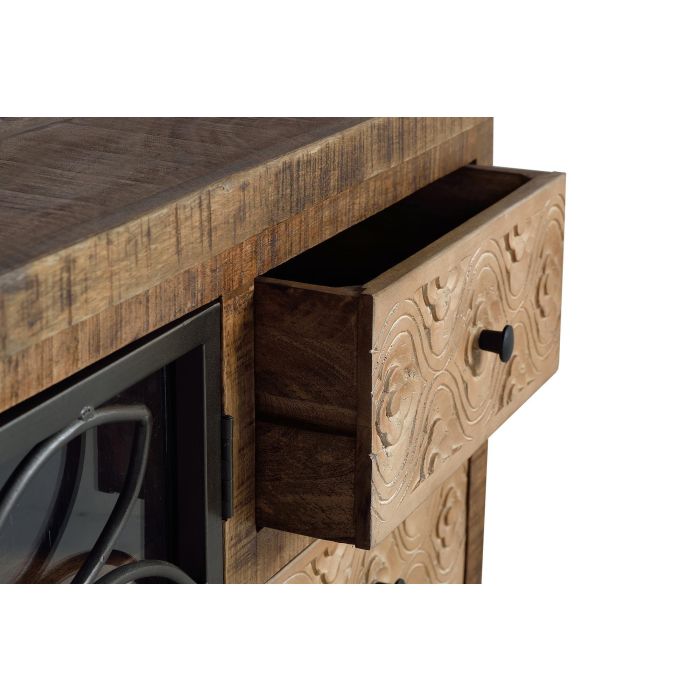 Giner y Colomer Mueble TV en Madera de Mango y Metal Marrón Envejecido con 4 Cajones 3