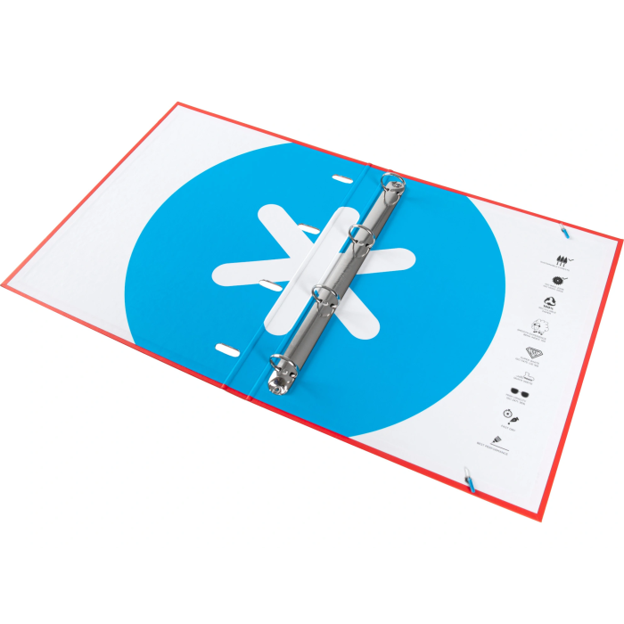 Antartik Carpeta con recambio A4 cuadro 5mm, 4 anillas 25mm redondas, forrada, cierre gomilla, color rojo 5