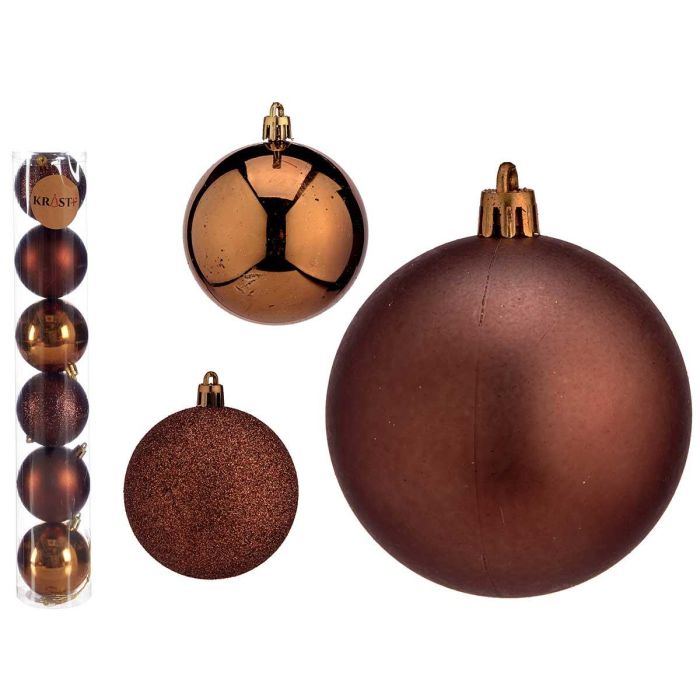 Set 6 Bolas Navidad Marrón 7 cm Krist+ - Decoración en Plástico (36 Unidades) Set 6 Bolas Navidad Marrón 7 cm Krist+ - Decoración en Plástico (36 Unidades)