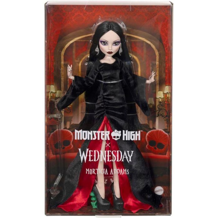 MATTEL Muñeca Morticia Miercoles Wednesday Monster High, muñeca coleccionable con personajes de la serie Addams Family