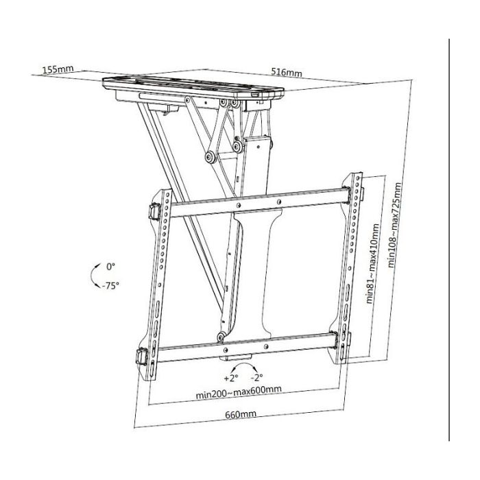 Equip Soporte Techo Motorizado Pantalla TV 32" Hasta 70" Compatible VESA 600x400 y Gestión de Cables Integrada