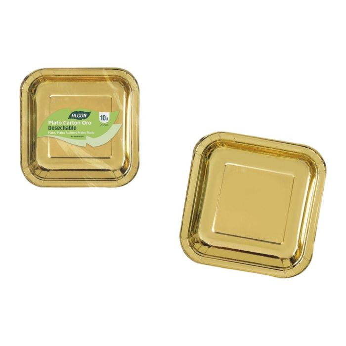 Set de Platos Algon Dorado 23 cm 10 Piezas (18 Unidades) 1