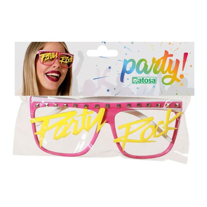Gafas Rosas Con Texto Party Rock En Amarillo Para Fiestas 1