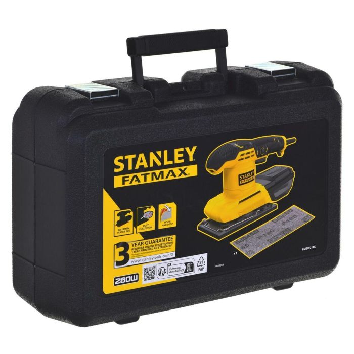 STANLEY FATMAX FMEW214K-QS Lijadora Orbital Eléctrica 280W con Órbita de 2mm, para Lijado Profesional en Madera, Metal y Multimateriales con Maletín 1 STANLEY FATMAX FMEW214K-QS Lijadora Orbital Eléctrica 280W con Órbita de 2mm, para Lijado Profesional en Madera, Metal y Multimateriales con Maletín 1