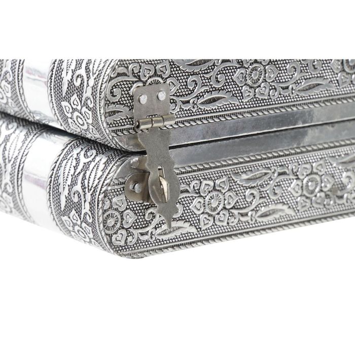 DKD Home Decor Joyero Indio Plateado Natural de Madera y Aluminio 18.8 x 7.6 x 22.5 cm 2