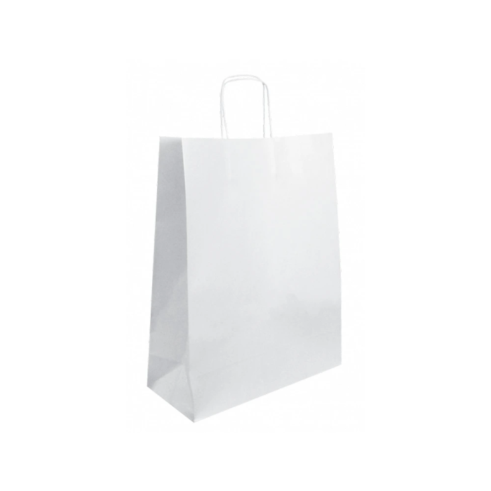 Blanca Bolsa Kraft Celulosa Blanco Asa Retorcida Tamaño L 320x140x400 mm 90 gr 2