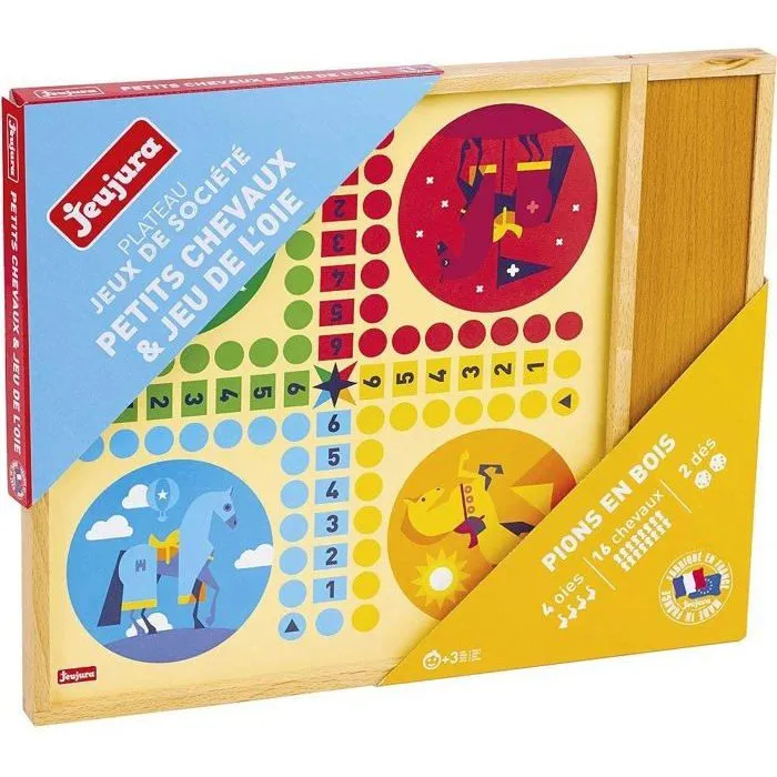 JEUJURA Juego de Gansos y Caballos con Estuche de Madera, 41x33x2.5 cm, a Partir de 3 Años 3