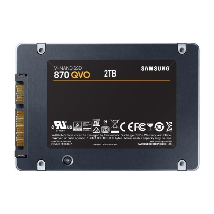 Samsung MZ-77Q2T0BW Disco SSD QLC 870 QVO 2TB SATA III 2.5" para PC y Portátil - 560/530 MB/s 3