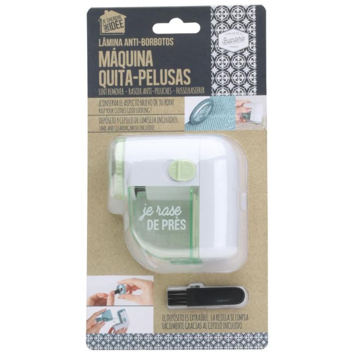 Je cherche une Idee Máquina Quita-Pelusas, Colores Surtidos, Funciona con Pilas AA, Incluye Cepillo y Depósito