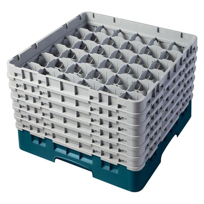 CAMBRO - 36S1114-414 - Cesta de lavado 36 comp. 6 alturas - 7,2 cm Ø máx. - alt. máx. 29,9 cm - 50 x 50 x 34,9 cm - Cerceta
