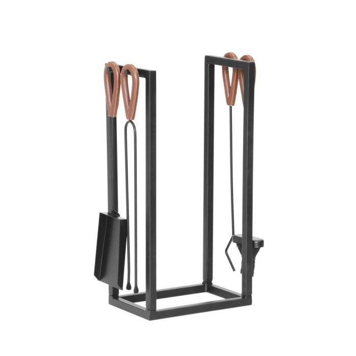 DKD Home Decor Leñera Loft Negra Desmontable de Acero y Aluminio 56 cm Alto - Set de 4