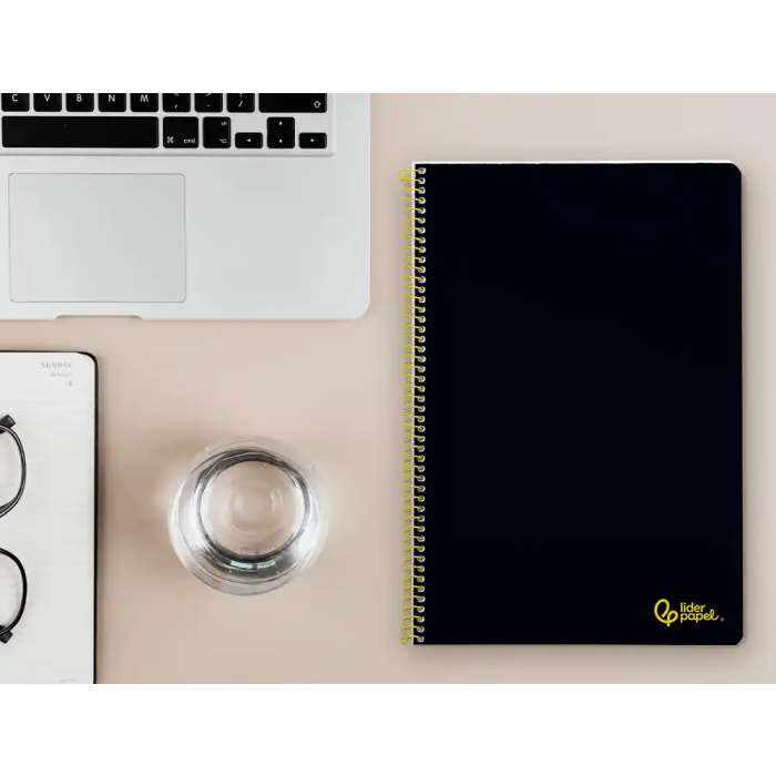 Liderpapel Cuaderno espiral A4 Smart tapa blanda 80 hojas 75gr rayado horizontal con margen color negro 6