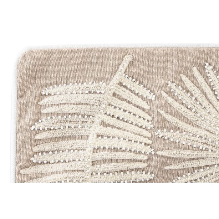 DKD Home Decor Funda de Cojín Marrón Poliéster con Hojas y Cremallera Oculta 50x50 cm 1