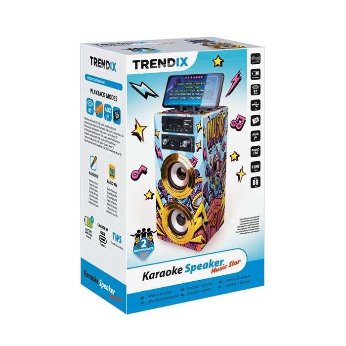 World Brands Tx803856 Altavoz Karaoke Golden Star Bluetooth con 2 Micrófonos, Efecto Eco y Soporte Móvil Portátil World Brands Tx803856 Altavoz Karaoke Golden Star Bluetooth con 2 Micrófonos, Efecto Eco y Soporte Móvil Portátil
