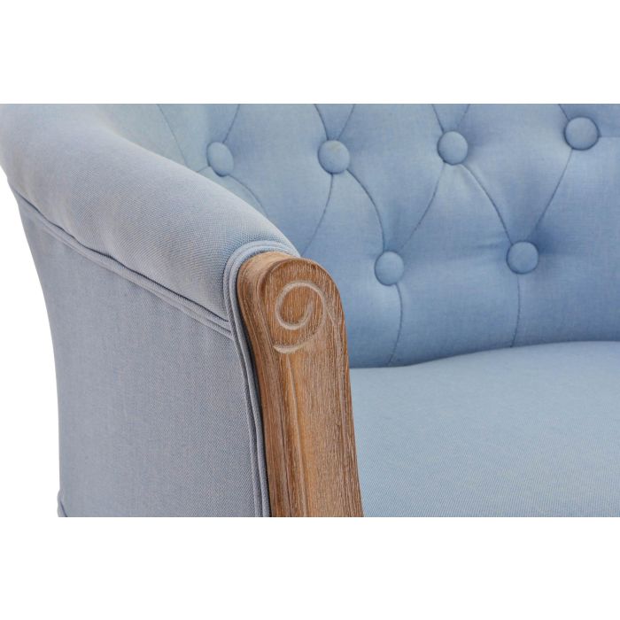 Banqueta DKD Home Decor Azul Poliéster Madera Madera de caucho 58 x 56 x 69 cm 1