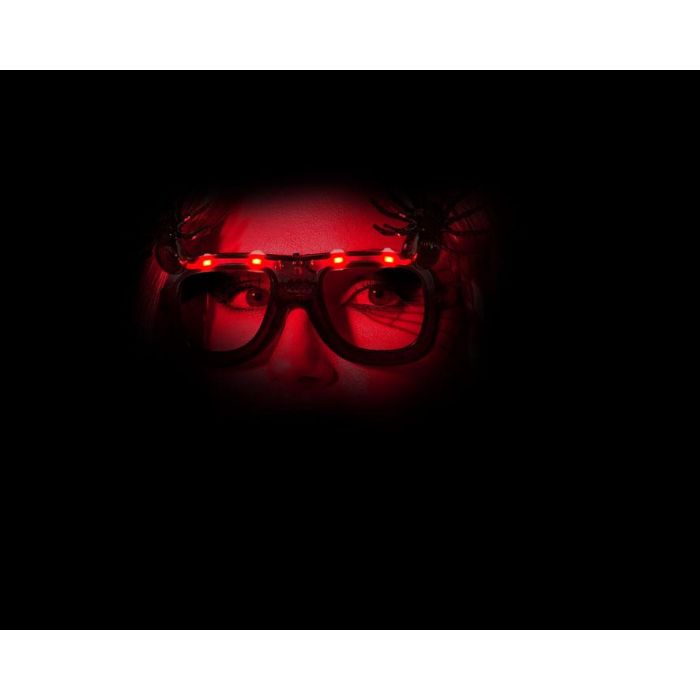 Gafas Negras Con Arañas Y Luz Led Para Halloween 1 Gafas Negras Con Arañas Y Luz Led Para Halloween 1