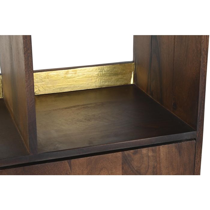 DKD Home Decor Estanteria Marron Oscuro Dorado Mango Metal 90 x 200 x 35 cm 2