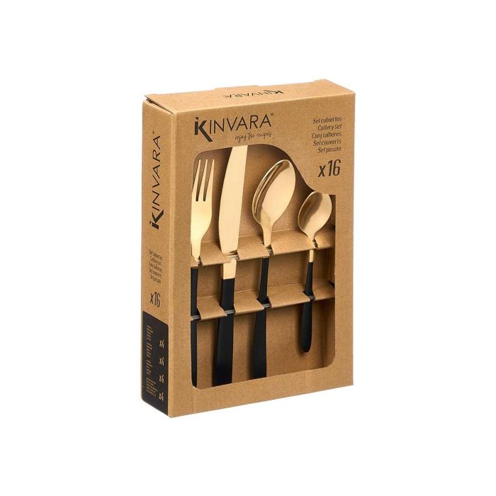 Set 16 Cubiertos Negro Dorado Kinvara 17x25x5cm (Set de 6) 2