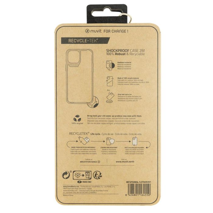 Muvit Funda Shockproof 2M para Apple iPhone, Protección contra caídas de hasta 2 metros, Fabricada con materiales reciclados 1
