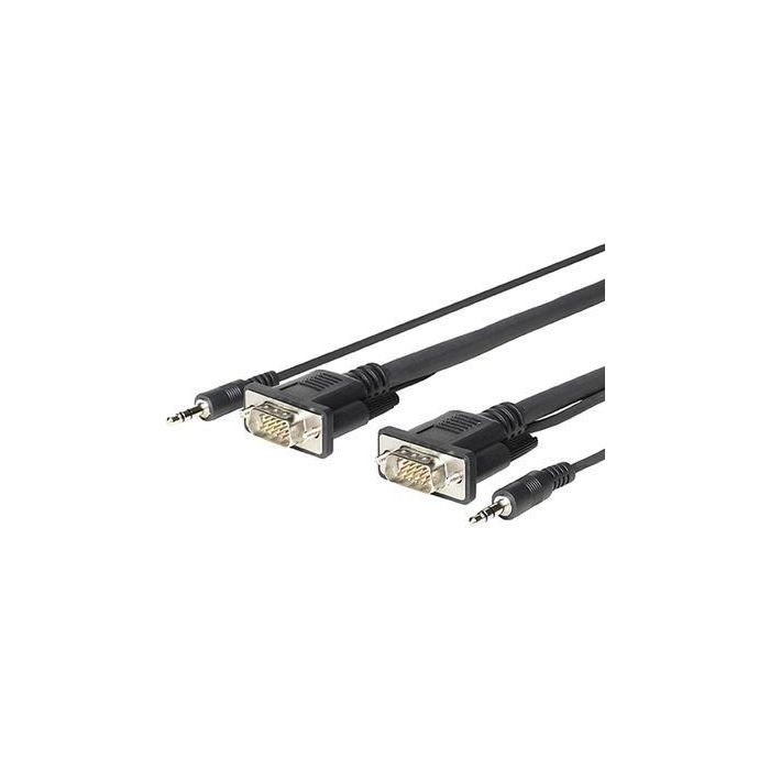 Vivolink Cable VGA Micro + Audio 3.5mm de Alto Rendimiento 4.6m, Ultra Flexible y Delgado
