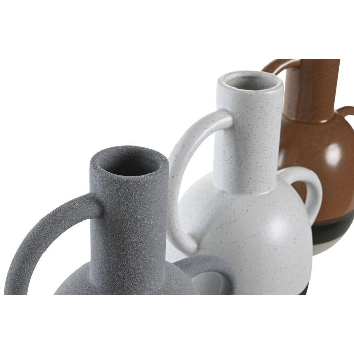 Jarron Boho DKD Home Decor Gris Terracota 12 x 22.6 x 19.5 cm (3 Unidades) 2 Jarron Boho DKD Home Decor Gris Terracota 12 x 22.6 x 19.5 cm (3 Unidades) 2