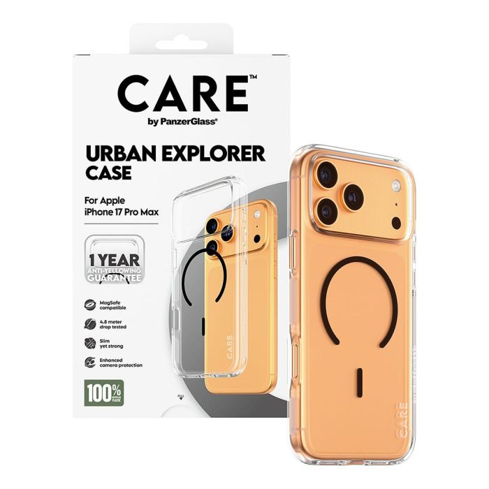 PanzerGlass Panzerglass CARE BY FLAGSHIP Case Transparente con MagSafe Negro para Apple iPhone 17 Pro Max | Funda Protectora TPU | 100% Policarbonato Reciclado 4 PanzerGlass Panzerglass CARE BY FLAGSHIP Case Transparente con MagSafe Negro para Apple iPhone 17 Pro Max | Funda Protectora TPU | 100% Policarbonato Reciclado 4