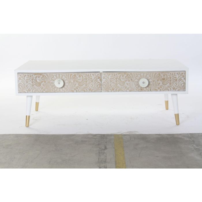 DKD Home Decor Mesa Centro Indio Madera Clara Blanca 120x65x42 cm 4 Cajones Mandala 4