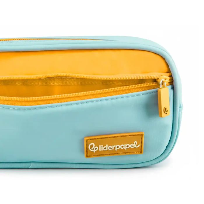 Liderpapel Estuche Portatodo Duo 3 Cremalleras con Bolsillo Frontal, Azul Claro, 220x90x70 mm 3