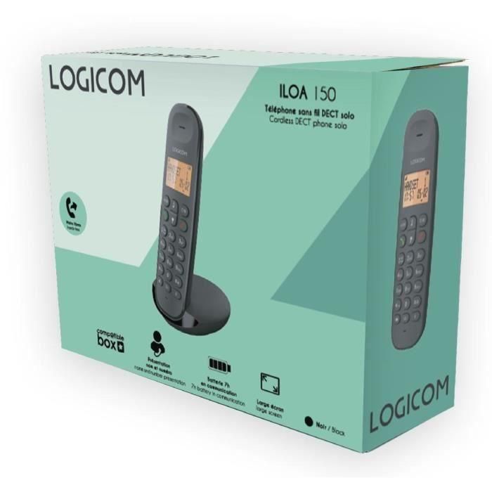 Teléfono fijo inalámbrico - LOGICOM - DECT ILOA 150 SOLO - Negro - Sin contestador automático 4