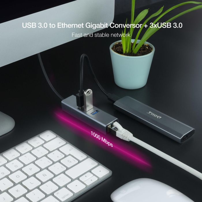 Nanocable 10.03.0407 Hub USB 3.0 a Ethernet Gigabit con 3xUSB 3.0 y RJ45. Conversor Aluminio Gris 15 cm para Windows Mac Linux 2 Nanocable 10.03.0407 Hub USB 3.0 a Ethernet Gigabit con 3xUSB 3.0 y RJ45. Conversor Aluminio Gris 15 cm para Windows Mac Linux 2
