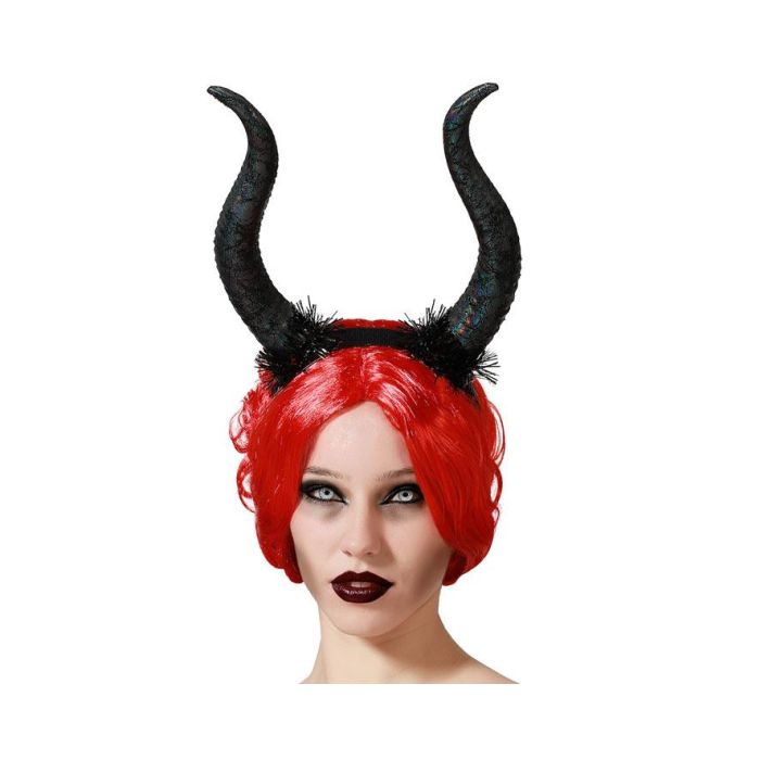 Diadema Halloween Cuernos Diablesa Mujer Adulto para Disfraz Fiesta