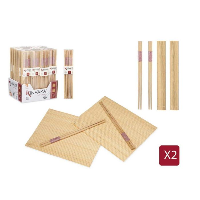 Set de Sushi Kinvara BM-001 Madera Bambú 24 x 18 cm 24 x 0,5 x 0,5 cm (24 Unidades) 3