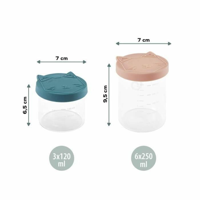 Babymoov Isy Bowls 9 macetas de conservación de vidrio de borosilicato graduado - 6x250ml + 3x120ml 1